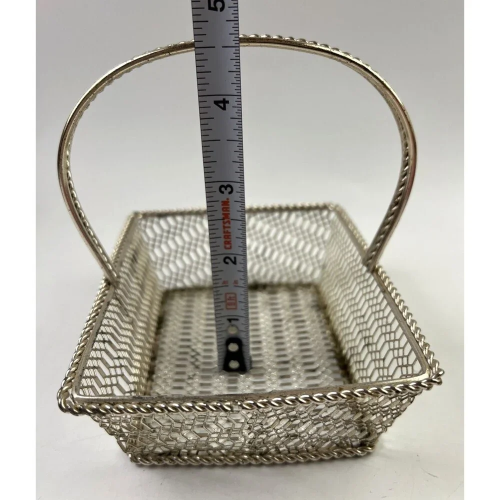 Ornate Silver-toned Colored Wire Basket With Handle